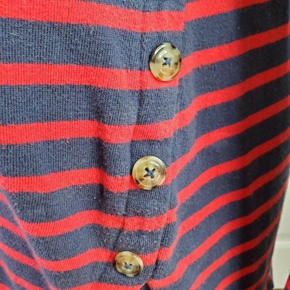 IZOD Womens Top Size M Blue Red Striped Layered Academia L/S Button Cotton - Picture 9 of 11